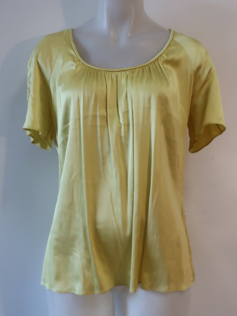 Women Etro Yellow (Item-18) Silk Blend Scoop Neck Satin Blouse Top 48 US/12